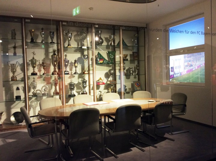 At the end of the guided arena tour, the same ticket will get you in the Bayern Munich museum. This is the (quite humble) board room from their old arena, recreated inside the museum.