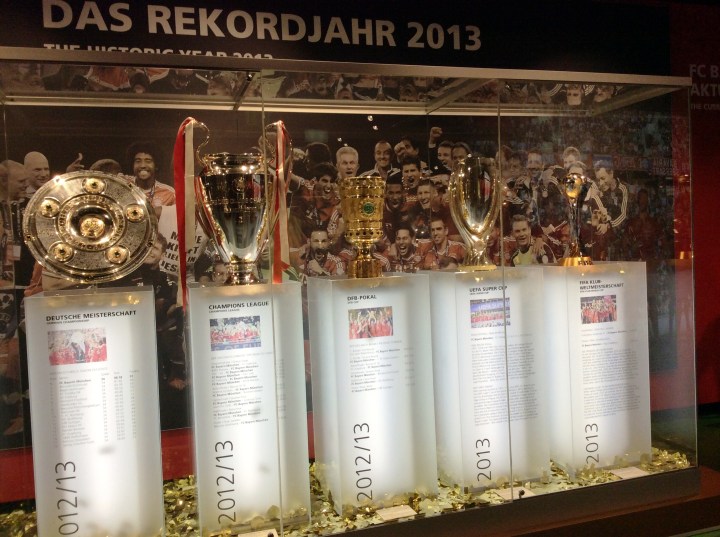 A reminder of the sustained power of Bayern Munich: the trophies collected in the exceptional year 2013, including the Champions League.